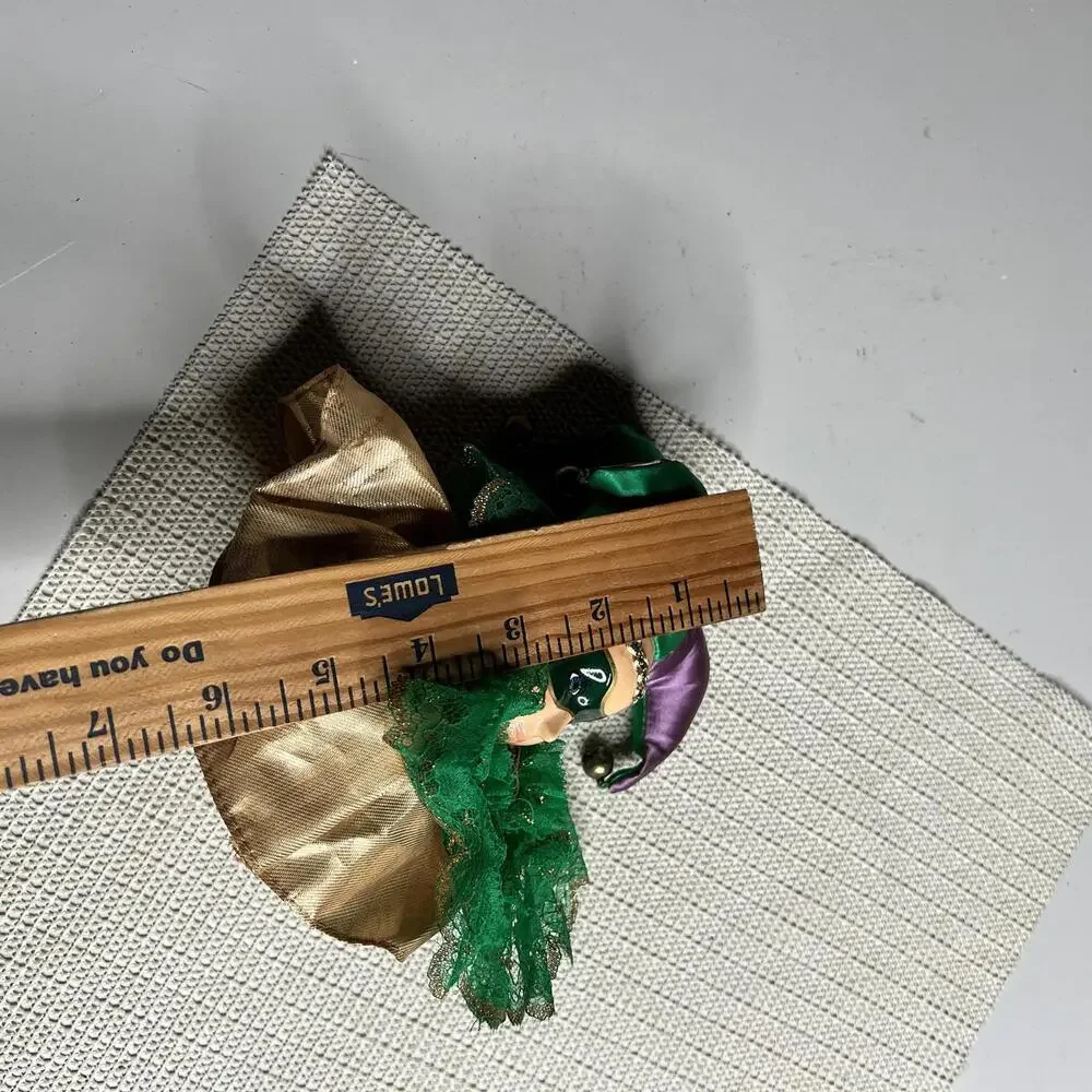 Dae Ha Industrial Porcelain Jester Girl Doll Masked Green Purple 7 In Masquerade